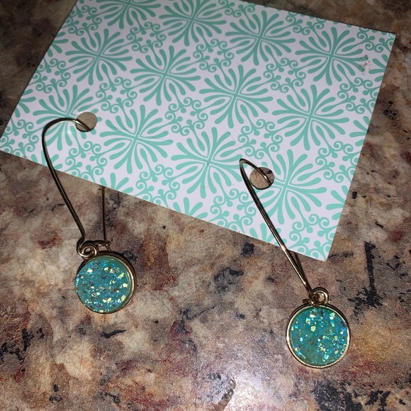aquamarine druzy earrings - Picture 4 of 4